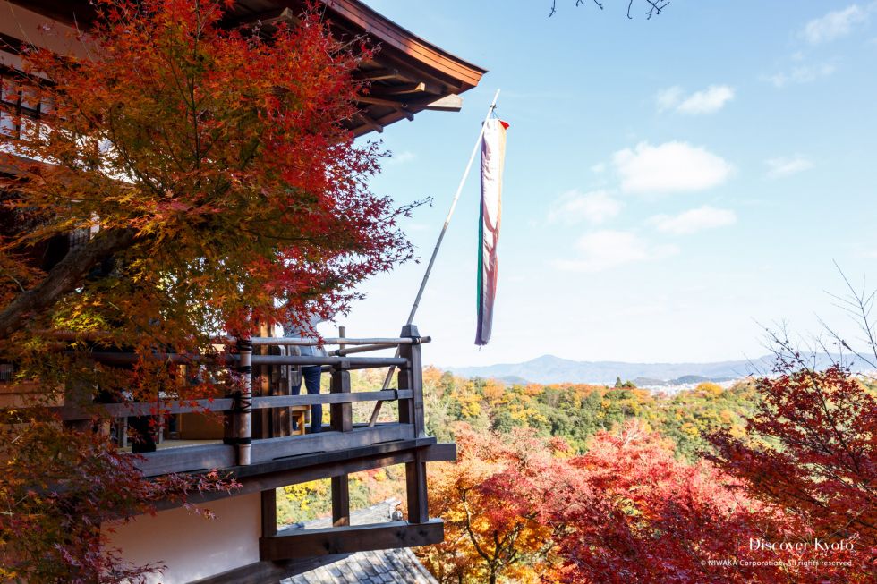 Balcony of the guest hall at Senkō-ji temple in autumn.