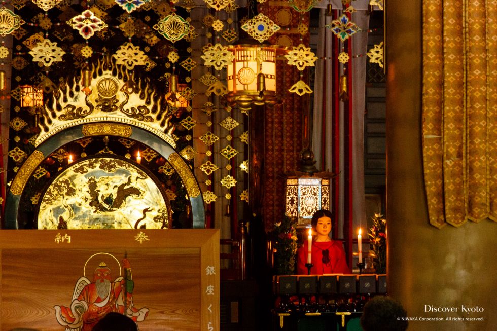 A statue of the young Yoshitsune in the main hall at the Yoshitsune-sai at Kurama-dera.