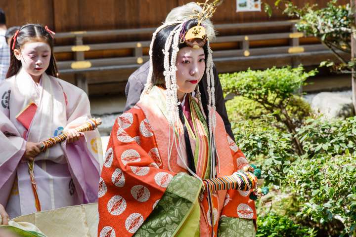 The Saiō-Dai of the Aoi Matsuri makes an appearance at the Chōyō no Sekku at Kamigamo Jinja.