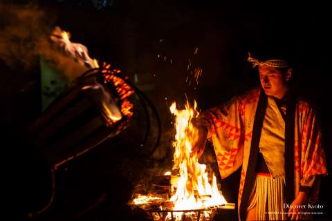 Watch fires are used to light the torches for the Kurama no Hi Matsuri at Yuki Shrine.
