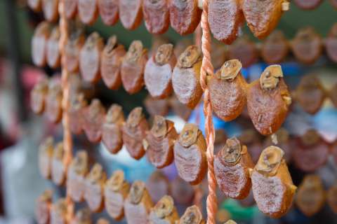 Dried persimmons for sale at the Shimai Kōbō at Tō-ji.