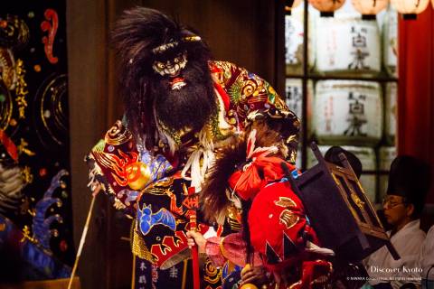 The ogre Shuten-dōji during the Iwami Kagura at Yasaka Shrine.