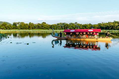 The dragon boat at Daikaku-ji temple during moon viewing festival