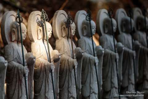 Jizō statues at Daigo-ji temple.