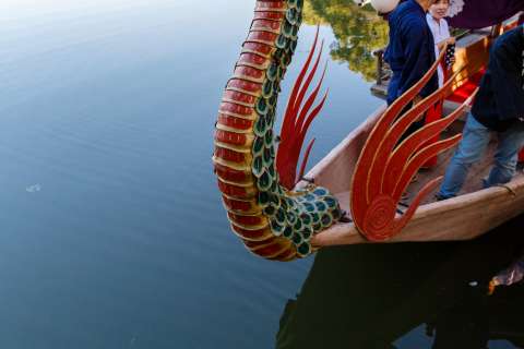 A ryūtō boat with dragon at Daikaku-ji Temple.