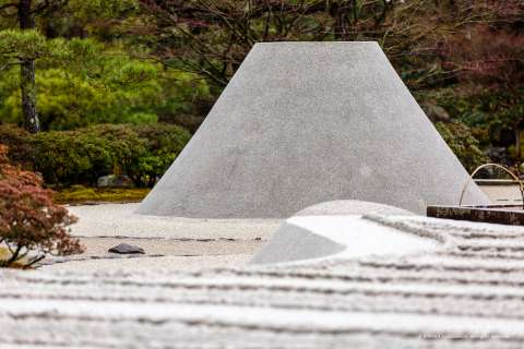 The Kōgetsudai and dry landscape garden at Ginkaku-ji temple.