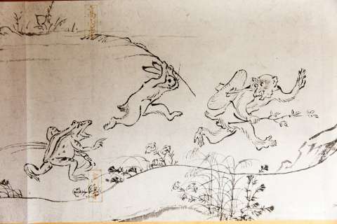Monkey thief from the Chōjū-jinbutsu-giga at Kōsan-ji Temple.