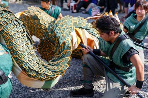 The blue dragon comes to life at the Seiryū-e at Kiyomizu-dera.