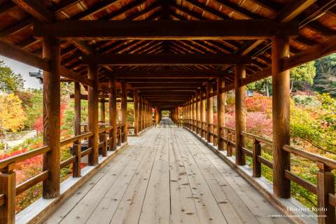 Tsūten-kyō Bridge at Tōfuku-ji temple in autumn.