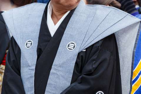 An actor participating in the Hoikago Procession at Tōka Ebisu at Kyoto Ebisu Shrine.