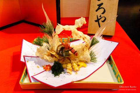 Kyo-ryori exhibition tempura roasted fish cuisine