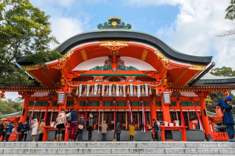 Main sanctuary at Fushimi Inari Shrine, Kyoto.