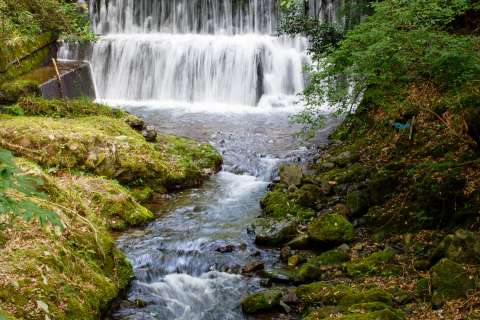 A waterfall during the Mizu Matsuri at Kifune shrine.