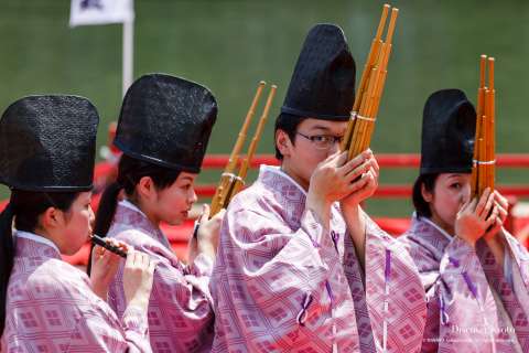 Gagaku musicians entertain at Mifune Matsuri at Kurumazaki Jinja.