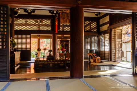 Inside the main hall at Saimyō-ji temple.