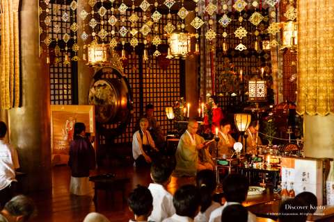 Young children carrying offerings during the Yoshitsune-sai at Kurama-dera.