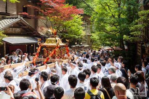 Crowds watch during Kifune Matsuri at Kifune Shrine.